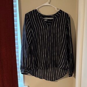 Lands' End Women's Navy Striped Blouse